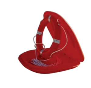 Lifebuoy ring, throwing line and PVC box