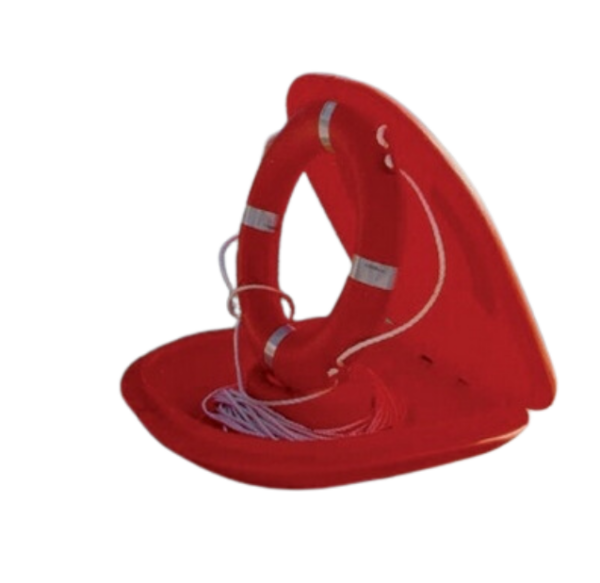 Lifebuoy ring, throwing line and PVC box