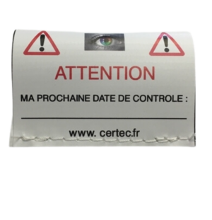 Étiquette signalétique de contrôle sur ceinture