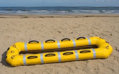 Inflatable floating ladder